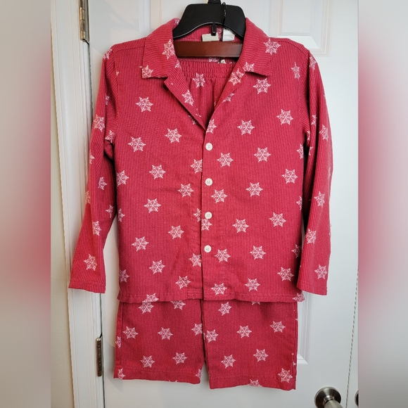 L.L. Bean Red‎ Snowflake Pajama Set Kids Small/8 Unisex - Picture 1 of 15